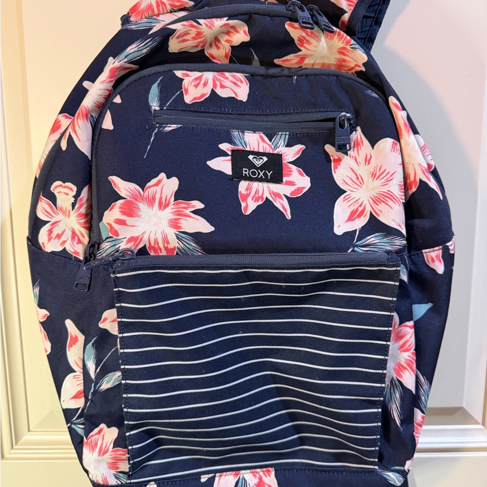 Roxy Navy and Pink Floral Backpack